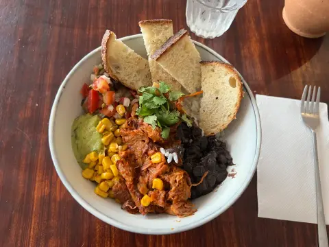 Jackfruit, Black Bean and Rice Bowl, inspired by Planticeria in Panama City, cooked by Ely