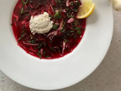 Raw Vegan Borscht, cooked by Katja