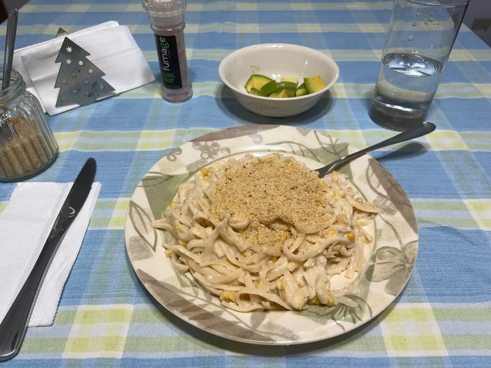 Creamy Corn Fettuccine with Cashew Parmesan, another view (3 of 4)