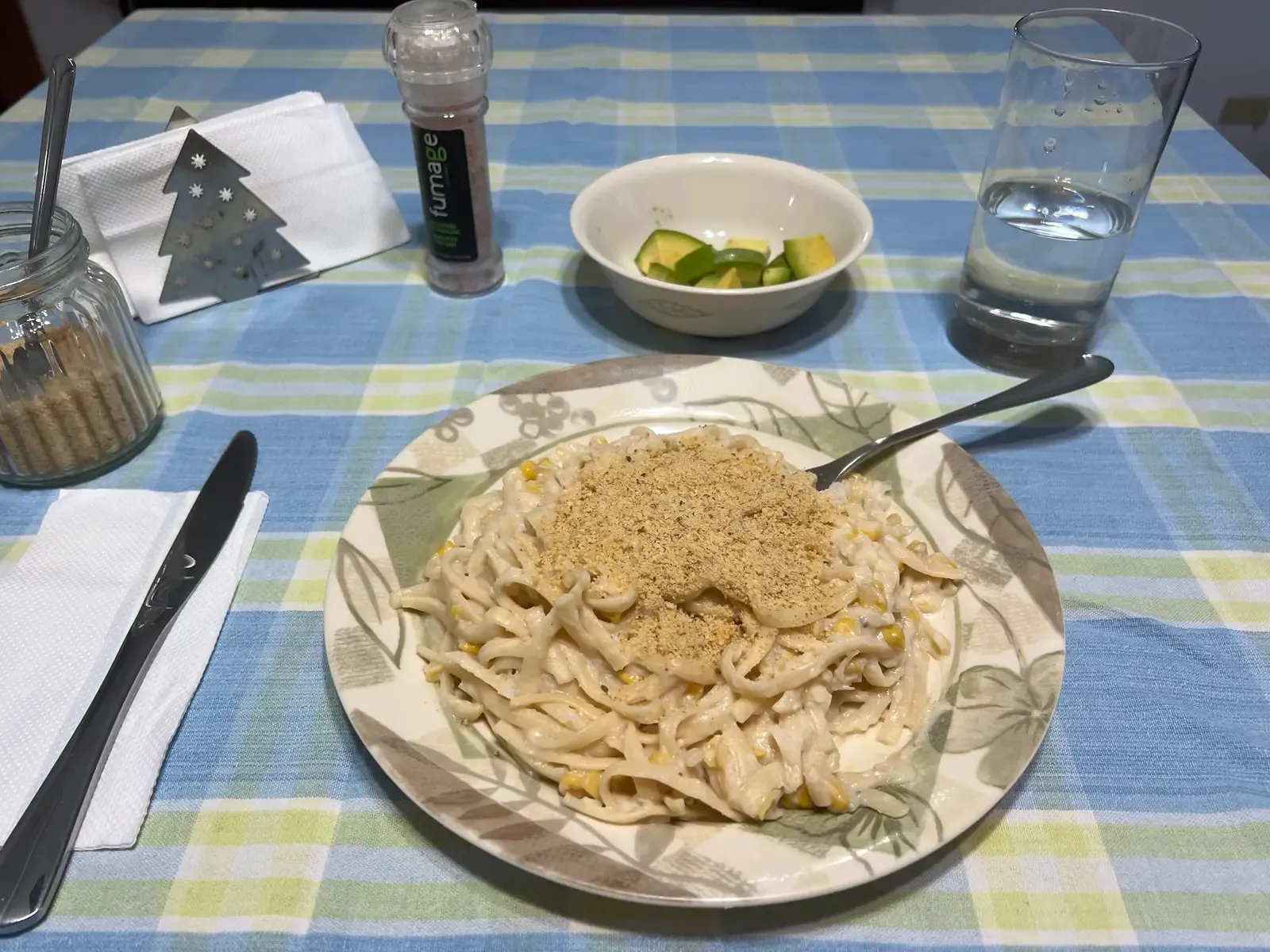 Creamy Corn Fettuccine with Cashew Parmesan, another view (2 of 4)