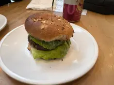 Black Bean and Mushroom Burger with Roasted Tomato Sauce, inspired by Fruitive in Washington, DC, another view (3 of 3)